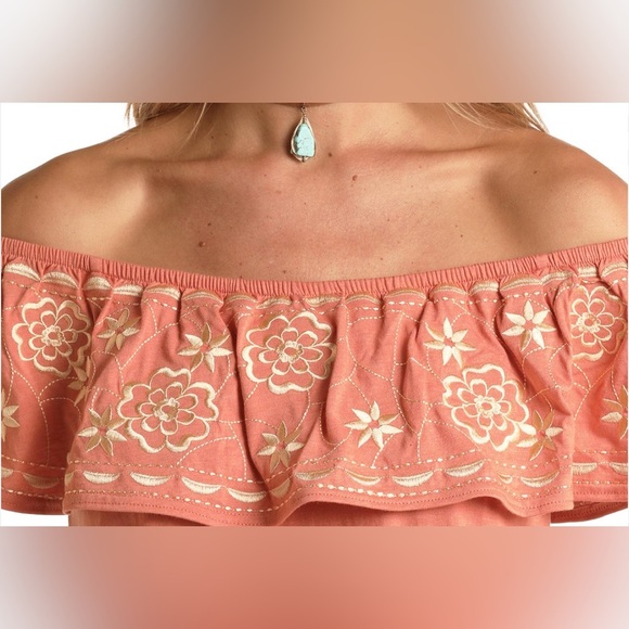 Panhandle Ladies Flounce Top Size L Coral - Picture 2 of 8